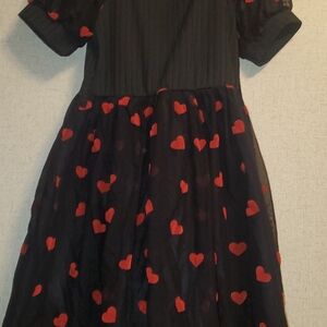 Charming Kids Dress with Red Heart Pattern Girls Size 8